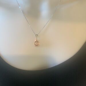 14kt. Rose and White Gold Morganite and Diamond Pendant Necklace(from Costco)